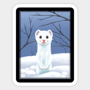 Stoat in the snow Sticker